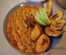 FRIED PLANTAIN AND BEANS STEW WITH FISH AND MEAT