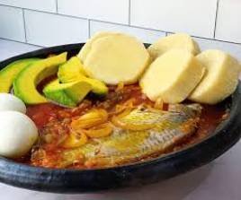 PLANTAIN/YAM WITH GARDEN EGG STEW WITH FISH AND MEAT