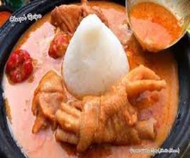 RICEBALL WITH GROUNDNUT SOUP WITH FISH AND MEAT